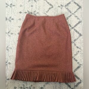 Le Suit Essentials Petite 4P Brown Pencil Skirt Pleated Hem Career Work